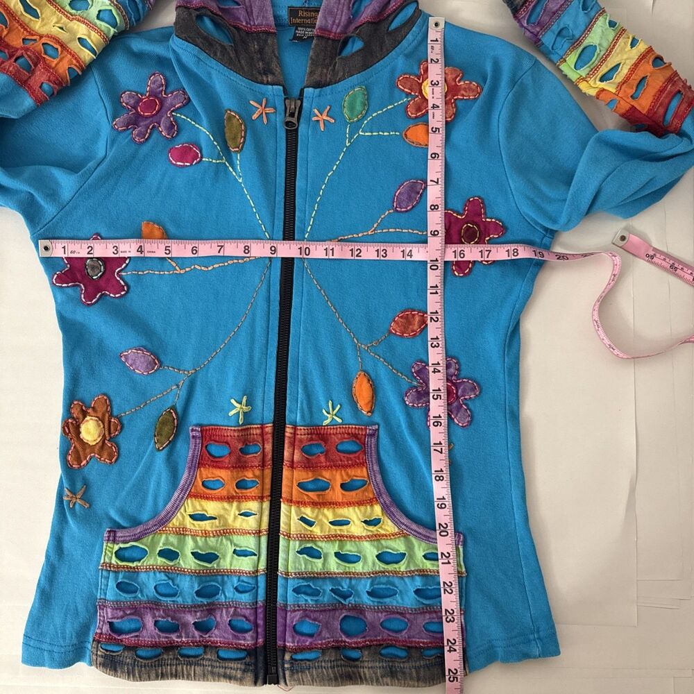 Rising International Colorful Hippie Boho Floral Full Zip Hoodie Women's Medium - Picture 13 of 15